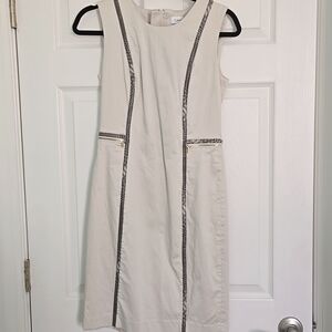 Calvin Klein khaki dress with snakeskin detail. Size 4
